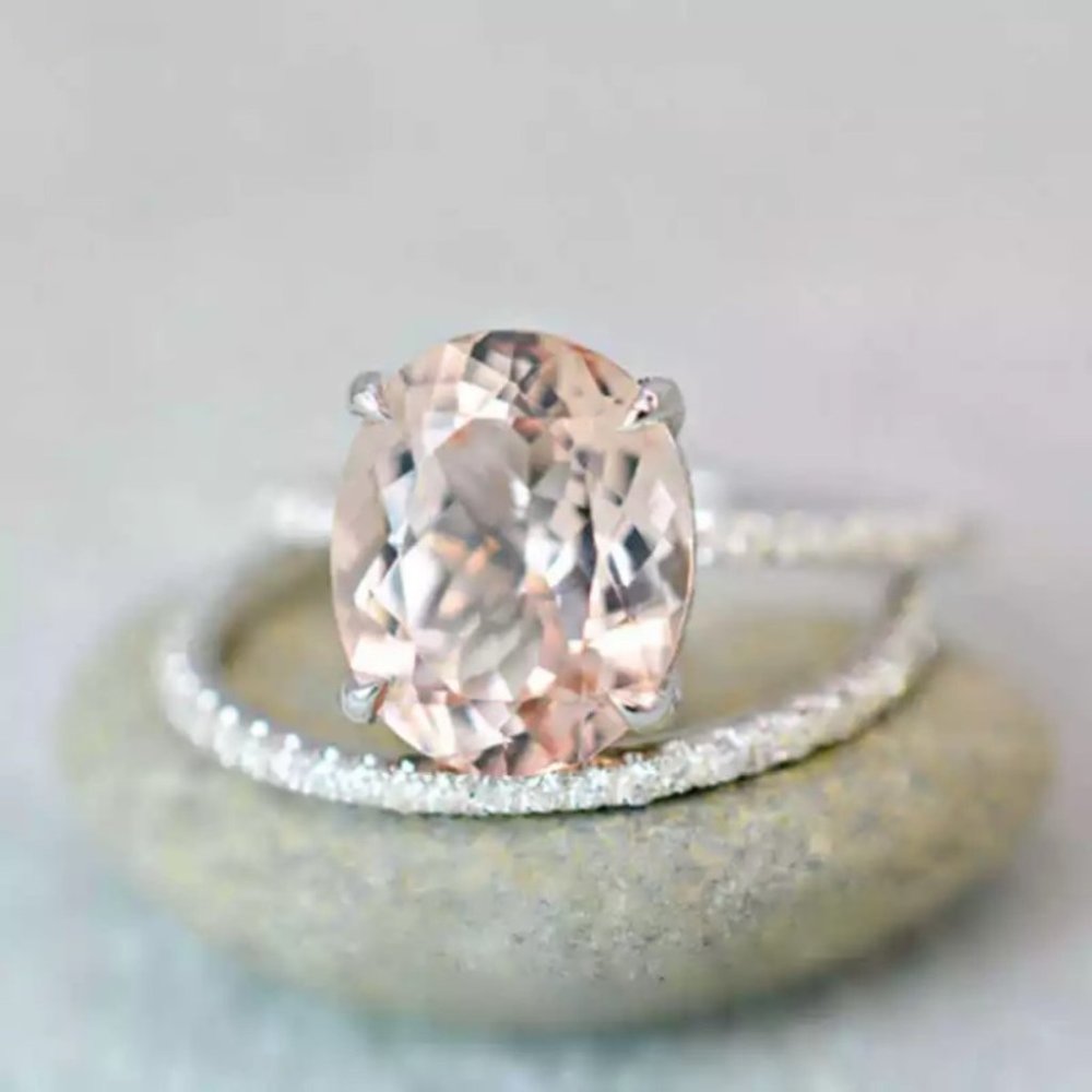 Champagne  Zircon Ring 2 PCS/Set Size 6-10